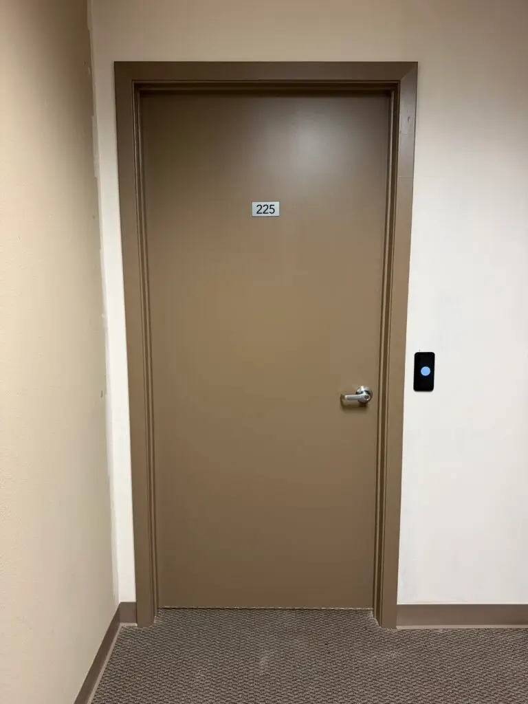 Boardroom Suites Suite 225 private office entrance in Metairie with secure keyless access